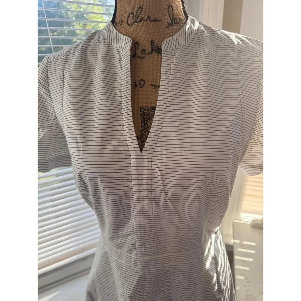 TORY BURCH white black stripe fit and flare dress size small (DR100
